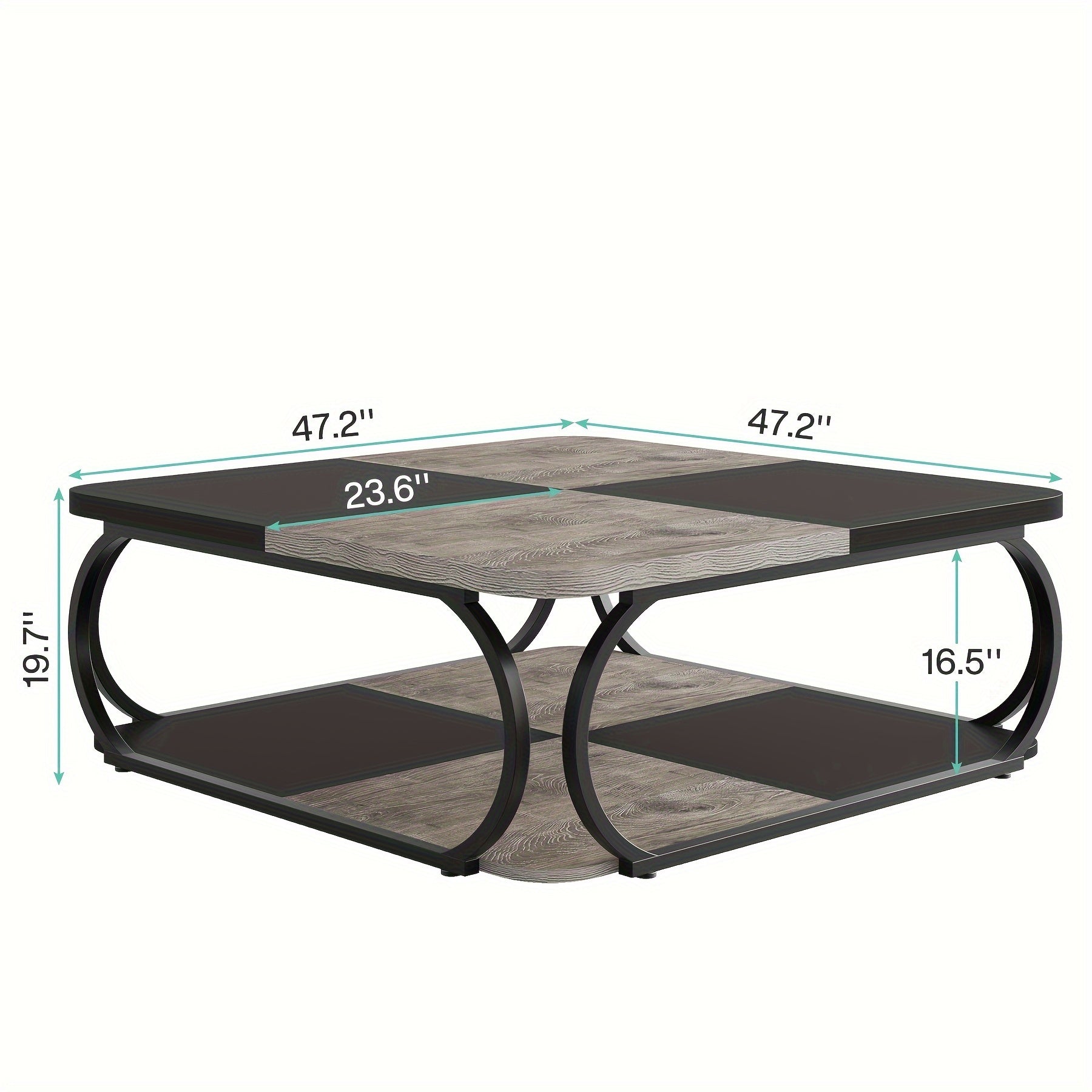 Coffee Table With Open Storage Rack, Wooden Square Coffee Table With Metal Frame In The Center Of The Living Room, As A Gift For Halloween, Christmas