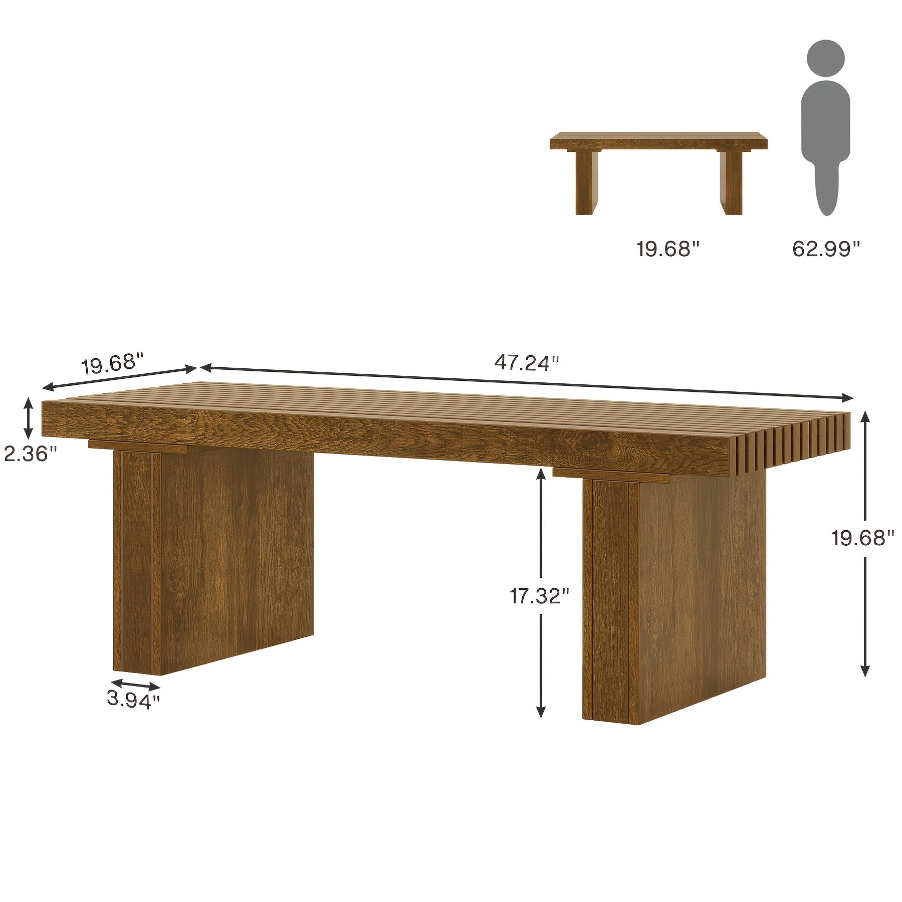 Coffee Table, 120cm Rectangle Coffee Table, Rustic Wood Center Table Cocktail Table For Living Room, Office