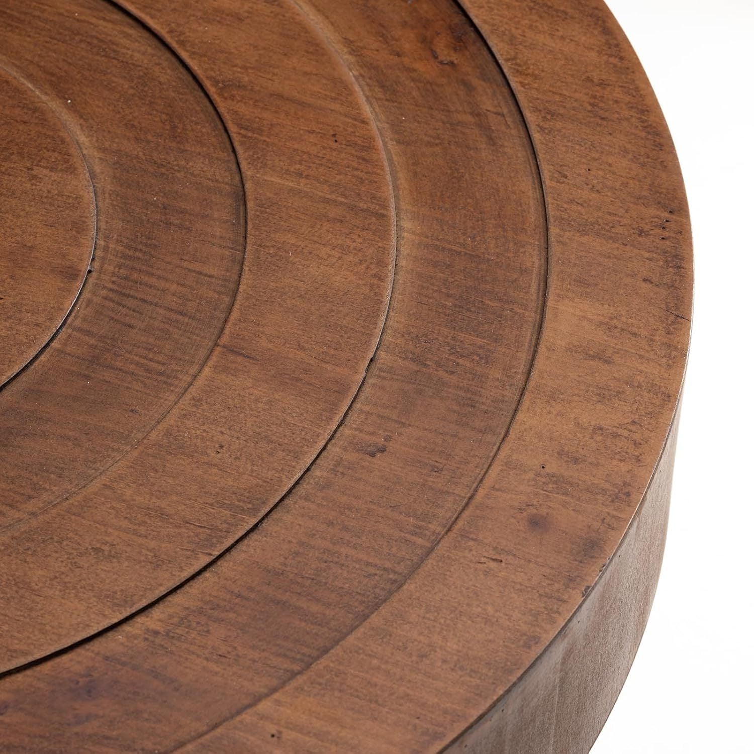 Coffee Table Round 2-Piece, Nesting Coffee Table with Concentric Circle Pattern, Wood Coffee Table Set for Living Room Bedroom, 31.5"x16" and 21.8"x20"