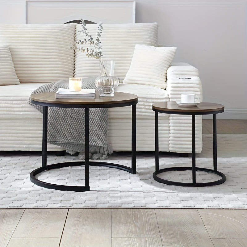 Coffee Table Nesting White And Gray Top Golden Frame Circular Round And Marble Pattern Wooden Tables, Living Room Bedroom Apartment Modern Industrial Simple Nightstand.