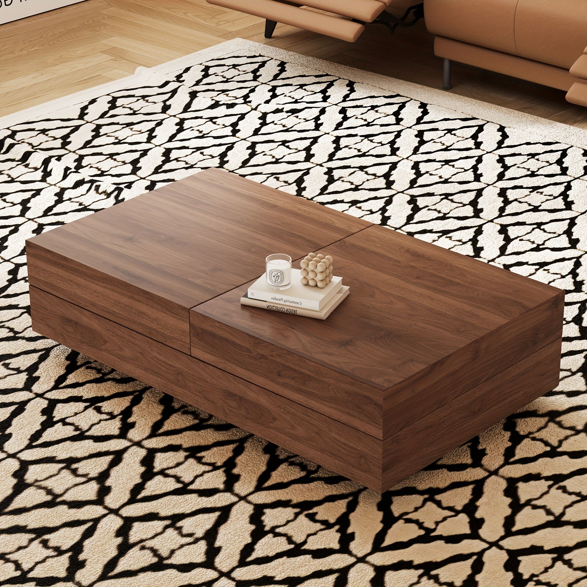 Versatile Folding Coffee Table with Smart Storage - Ideal for Home & Office, Classic Brown Design