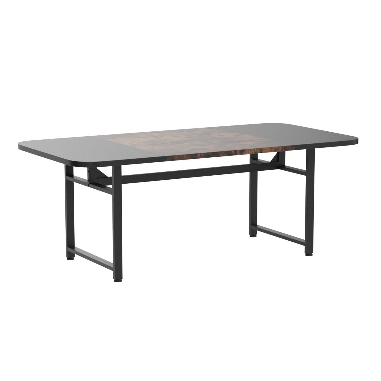 Dining Table for 6 People, 180cm Long Dining Room Table with Heavy Duty Metal Frame, Industrial Rectangle Kitchen Table for Kitchen, Dining Room, Rustic Brown/Black