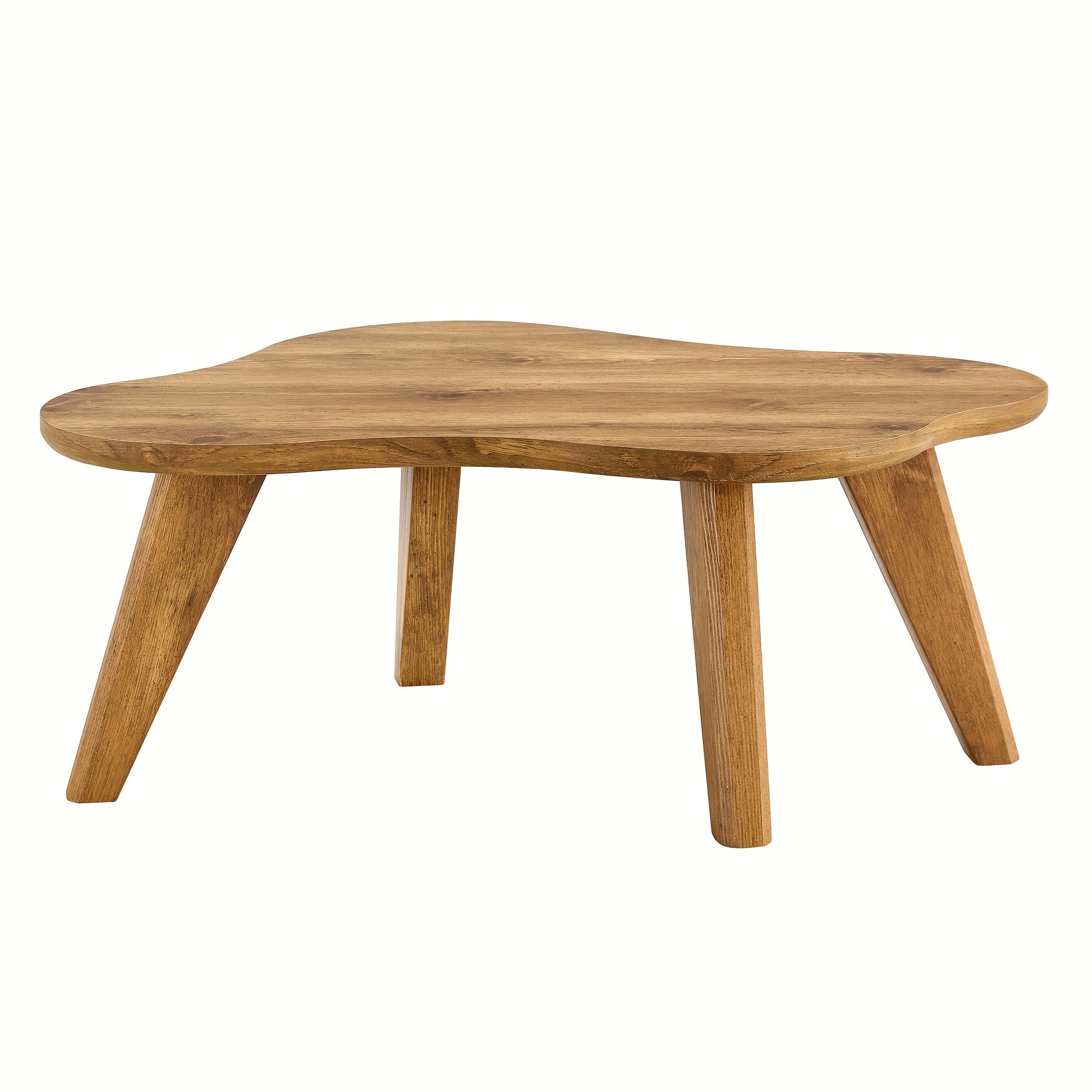 Modern Minimalist Wood Color Table Top. Solid Wood Legs, Cloud Shape To Give You A New Experience, Computer Desk. The Game Table. Suitable For Dining And Living Rooms