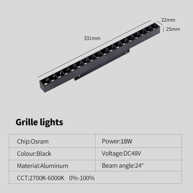 New Magnetic Track Light Dimmable Remote Control 48VLed Ceiling Lamp Track Rail Lighting No Main Light Design Spotlight