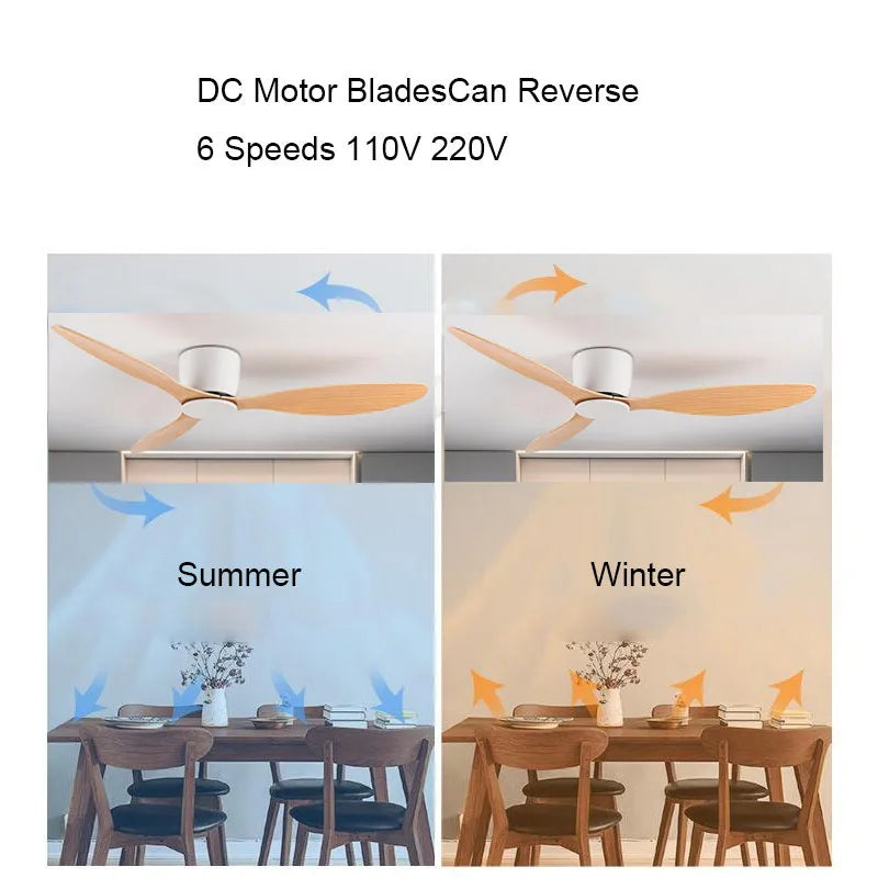 Low Floor Ceiling Fans Only 42 Inch 52 Remote Control Cooling Fans Lamp Design Ceiling Fan With Light White wood Black Color FAN