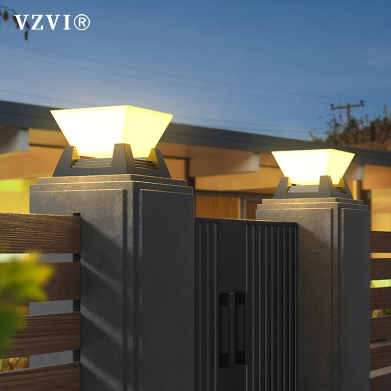 Solar Light Or 220V Hardwire Outdoor Post Light Pillar Lamp Villa Column Lamp Fence Waterproof Gate Patio Garden Lighting