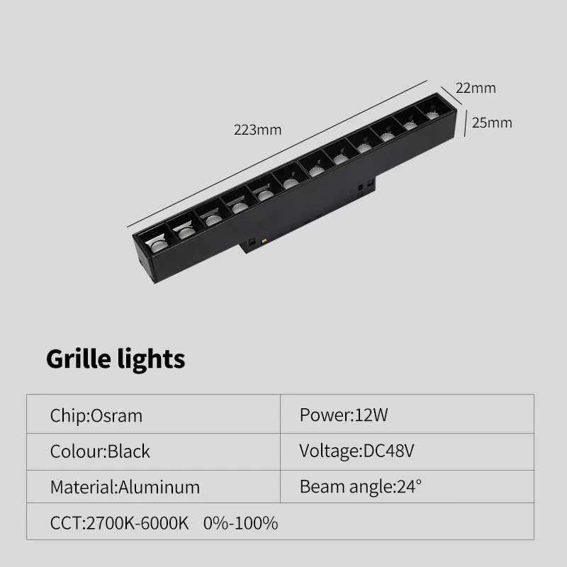 New Magnetic Track Light Dimmable Remote Control 48VLed Ceiling Lamp Track Rail Lighting No Main Light Design Spotlight