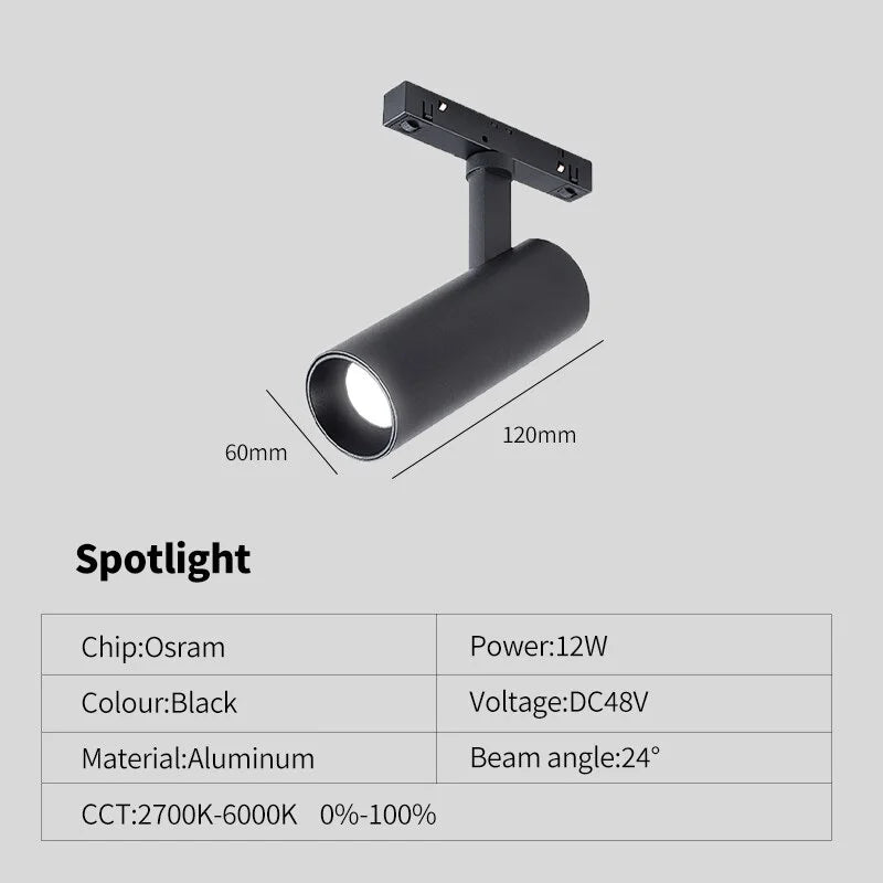 New Magnetic Track Light Dimmable Remote Control 48VLed Ceiling Lamp Track Rail Lighting No Main Light Design Spotlight