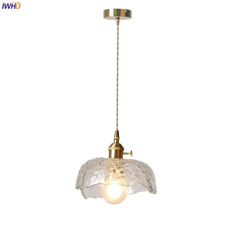 Clear Glass LED Pendant Lamp Beside Bedroom Dinning Living Room Light Nordic Modern Copper Hanging Lights Hanglamp Lighting