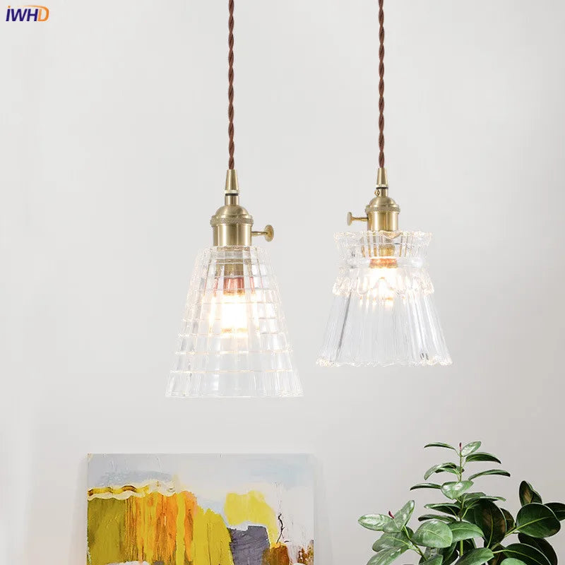 Nordic Japan Style Glass Pendant Lights Bar Cafe Living Room Light Edison Industrial Vintage Lamp Hanglamp Luminaire LED