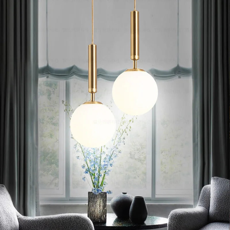 Nordic Pendant Lights Indoor Lighting Gold Glass Ball Lampshade Modern Hanging Lamp Dining Tables Bedroom Living Room Decoration