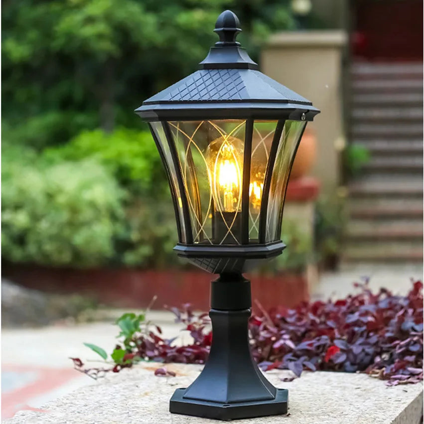 European Style Courtyard Aluminum Column Head Lamp Outdoor Waterproof Garden Villa Community Gate Lamp