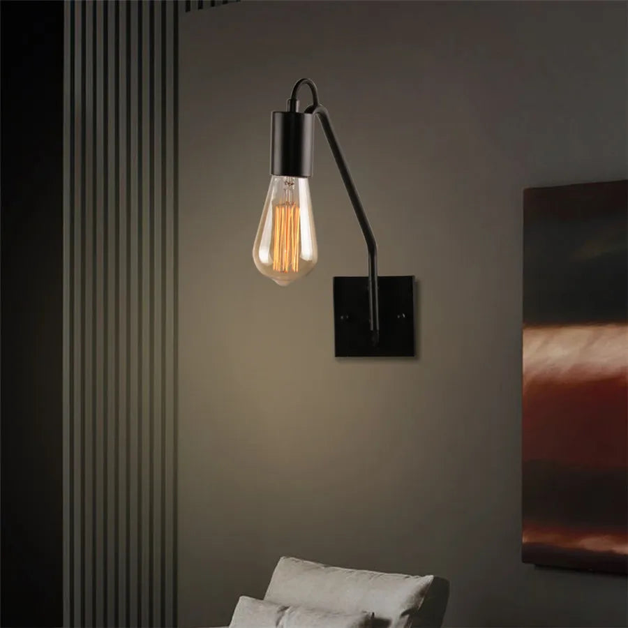 American Industrial Rotating LED Reading Wall Lamp Retro Metal Swing Arm Wall Light Bedside Indoor Lighting Fixture