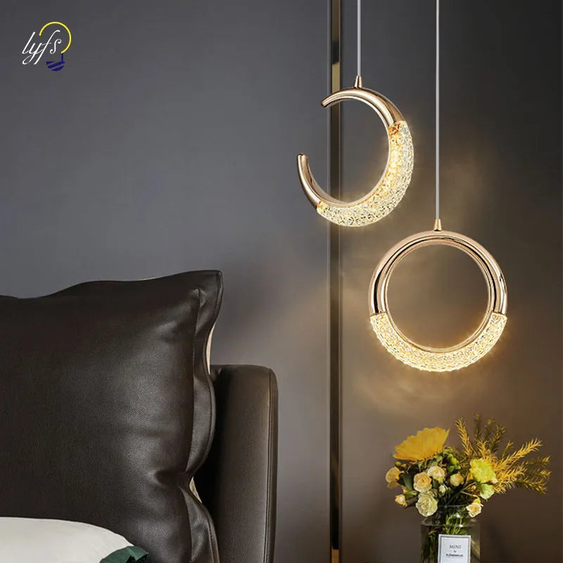 LED Moon Pendant Lights Nordic Indoor Lighting Art Ceiling Lamp Living Room Decoration For Home Bedroom Bedside Hanging Lamps