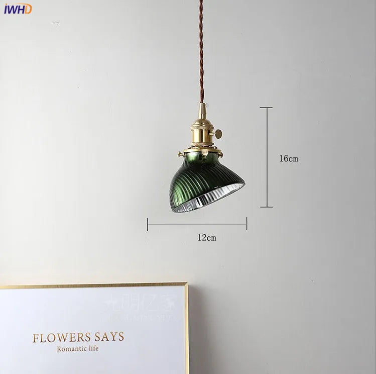 Japanese Glass Pendant Lights Fixtures Bedroom Living Room Light Copper Nordic Modern LED Pendant Lamp Luminaire Lighting