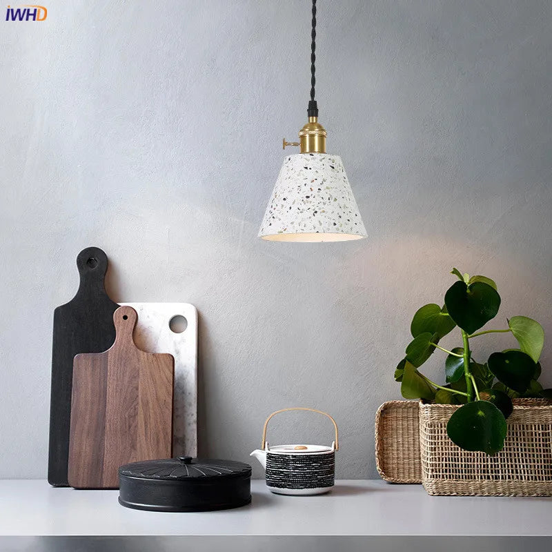 Nordic White Cement Pendant Lights Fixtures Bar Living Room Kitchen Modern Hanging Lamp Light Suspension Luminaire Lighting