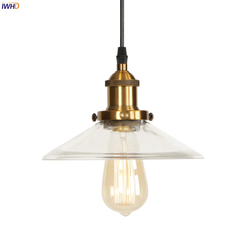 Gold Glass Vintage Pendant Lamp Cafe Dinning Living Room Loft Decor Indsutrial Pendant Light Fixtures Hanglamp luminaire