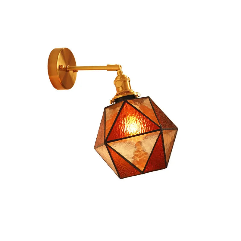 Japan Style Copper LED Wall Lights Fixtures Switch Beside Bathroom Mirror Stair Light Glass Modern Wall Lamp Sconce