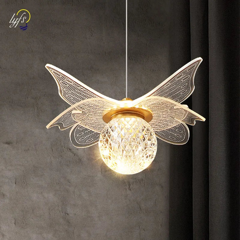 LED Butterfly Pendant Light Indoor Lighting Kids Hanging Lamp For Living Room Bedroom Bedside Kitchen Dining Table Decoration