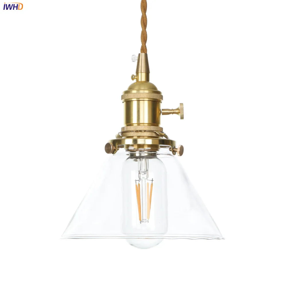 Japan Style Clear Glass Pendant Lights Switch Caft Dinning Living Room Nordic Modern Hanging Lamp Light Lampara Colgante