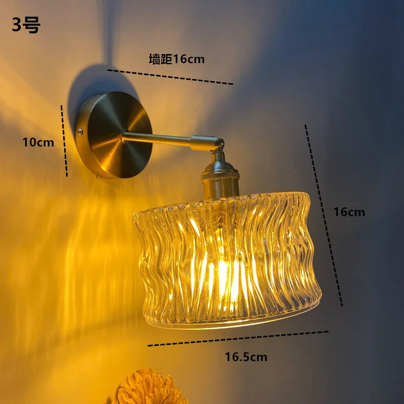 Green Glass Copper Wall Lamp Sconce Beside Bathroom Mirror Stair Light Switch Nordic Modern Wandlamp Luminaria Lighting