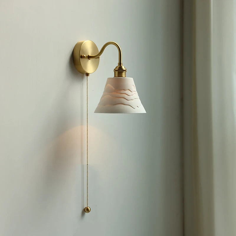 Modern Glass LED Bathroom Mirror Light Pull Chain Switch Bedroom Home Lighting Nordic Copper Wall Lamp Sconce Luminaria