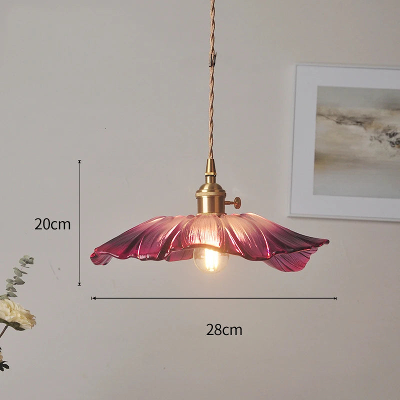 Nordic Purple Glass LED Pendant Light Fixtures Knob Switch Bar Cafe Bedroom Dinning Room Modern Hanging Lamp Luminaria