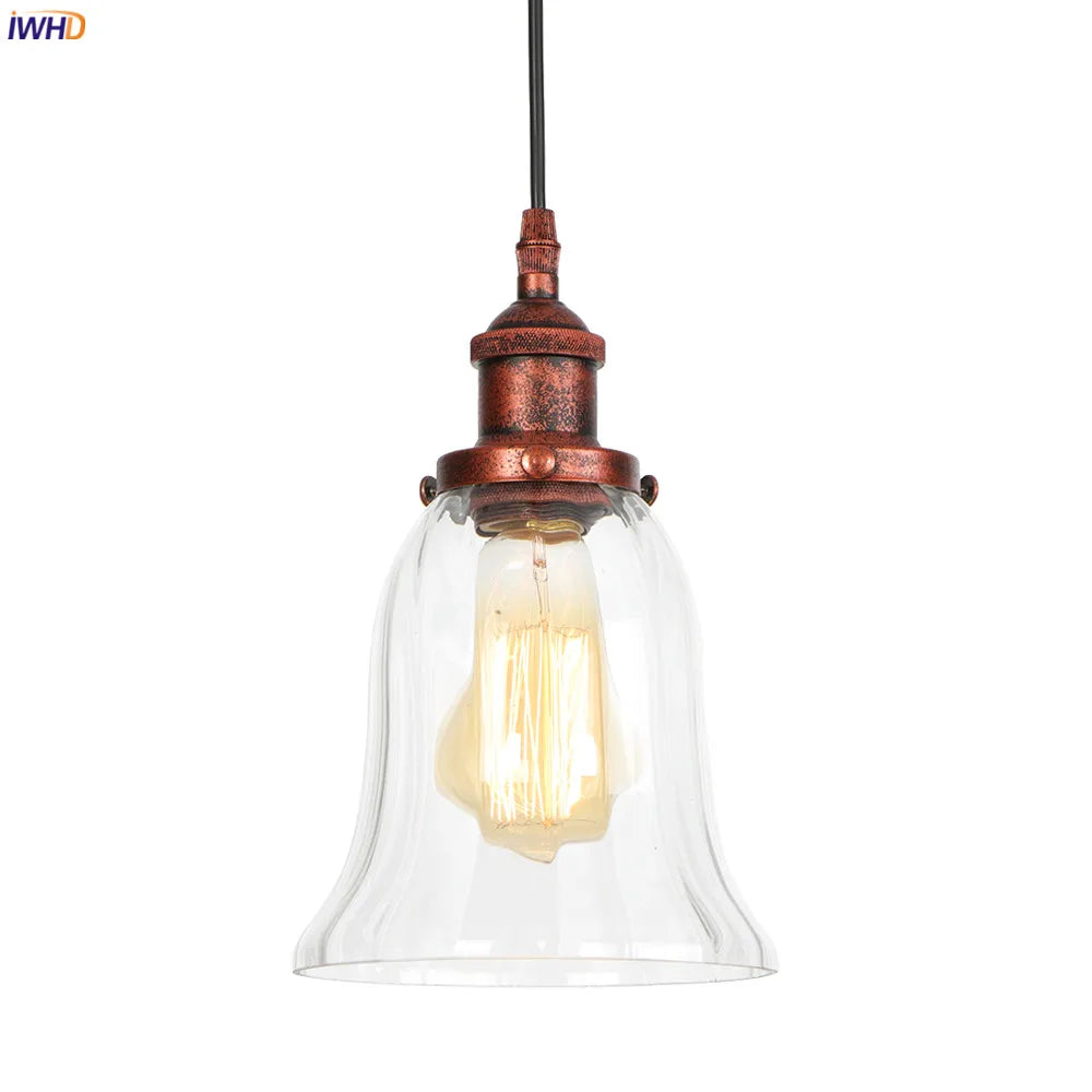 Loft Style Glass Edison Pendant Lamp Bedroom Dinning Living Room Industrial Pendant Lighting Fixtures Vintage Lamp Hanglamp