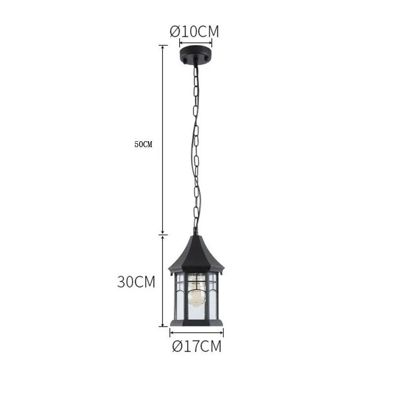 European style outdoor waterproof chandelier outdoor villa garden light retro balcony corridor light pavilion gallery chandelier