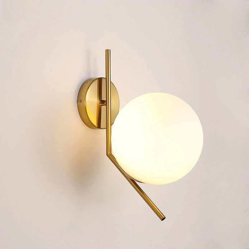 Nordic Glass Ball Wall Lamp Modern Bedroom Bedside Lamp Living Room Corridor LED Wall Light Gold Black Decor Lighting Luminaire