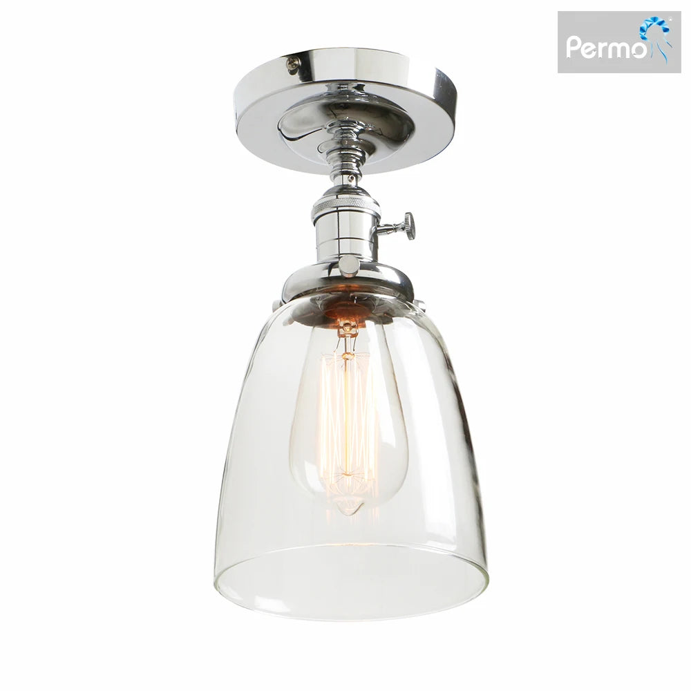 ceiling light oval transparent glass lampshade, glass ceiling light in the laundry room living room cafe bar