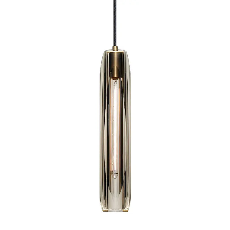 Postmodern all-copper light luxury crystal pendant light bedroom bedside living room dining bar table single head pendant lamp