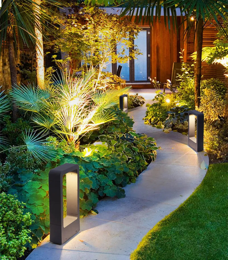 Waterproof 15W LED Garden Lawn Lamp Modern Aluminum Pillar Light Outdoor Courtyard villa landscape lawn bollards light