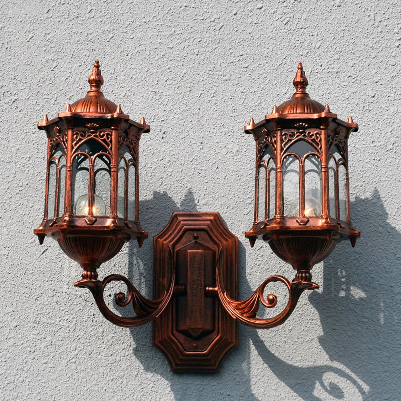 European Style Double Heads Outdoor Wall Lamp  Exterior Wall Wall Lamp Retro Villa Waterproof Courtyard Balcony Wall Lamp