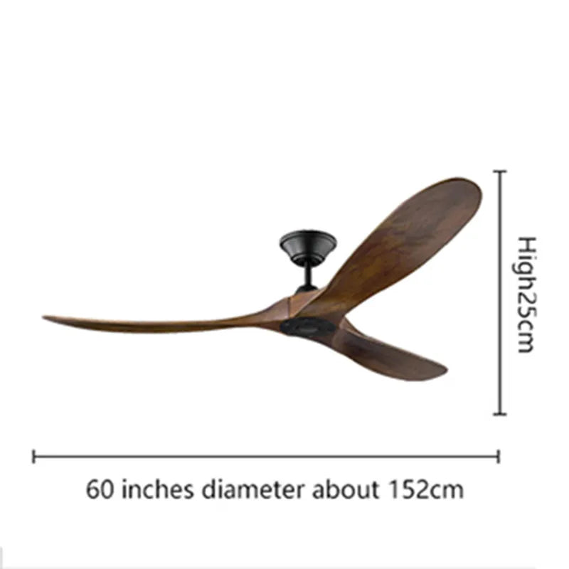 60 70 Inch Large Ceiling Fan Only Remote Control DC Motor Reverse Wood Blades Fans Lighting High Quanlity Design Wooden Fans