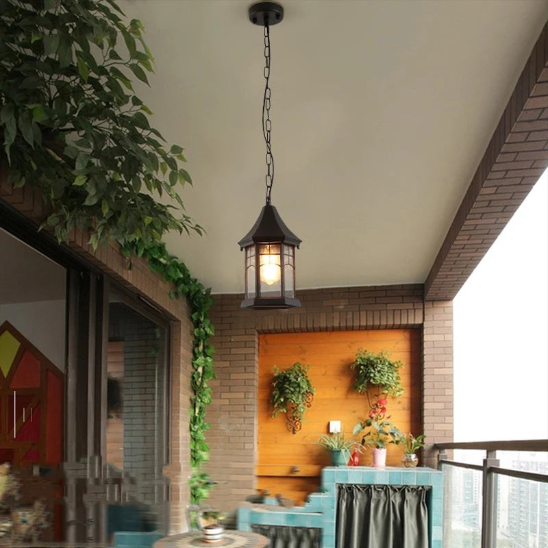 European style outdoor waterproof chandelier outdoor villa garden light retro balcony corridor light pavilion gallery chandelier