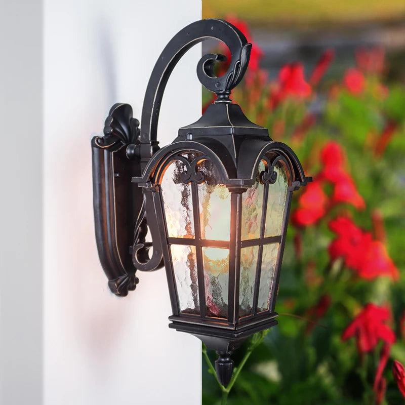 European Waterproof Outdoor Wall Lamp Balcony Garden Gazebo Door Enclosing Wall Villa Aisle Bedroom Vintage Wall Light