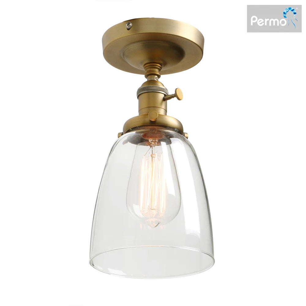 ceiling light oval transparent glass lampshade, glass ceiling light in the laundry room living room cafe bar