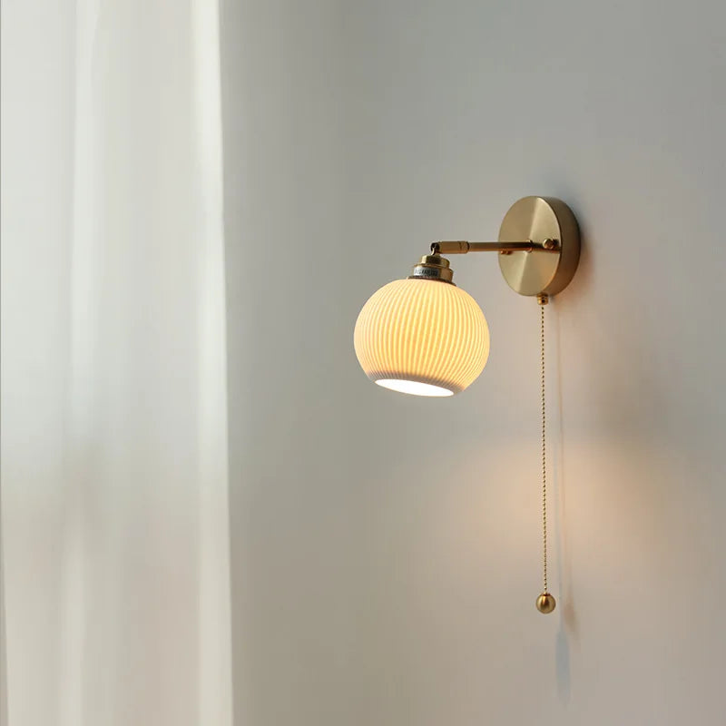 Nordic Ceramic Copper Wall Lamp Sconce Beside Bedroom Living Room Bathroom Mirror Light Modern Wandlamp LED Indoor Lighting