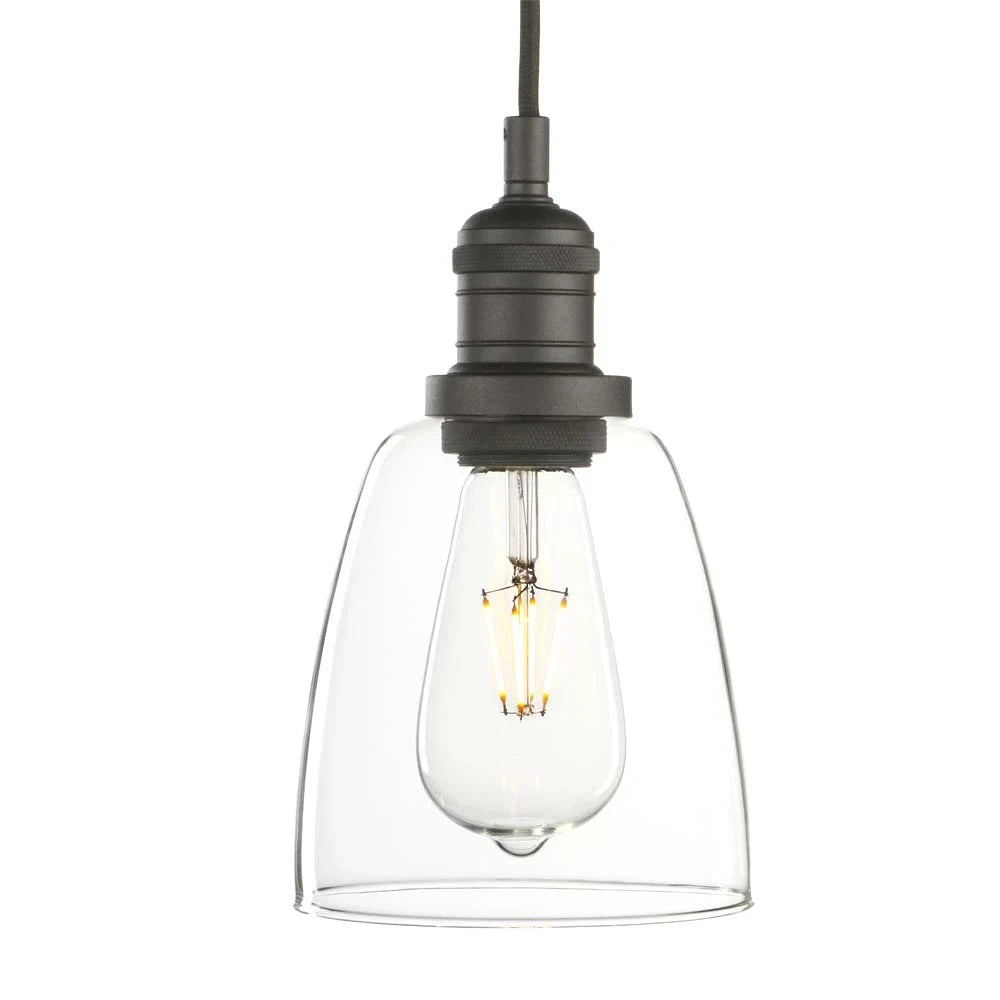 Vintage Incandescent One Light Pendant Mini Cone Clear Glass Ceiling Hanging Lamp Fixture 1-Light