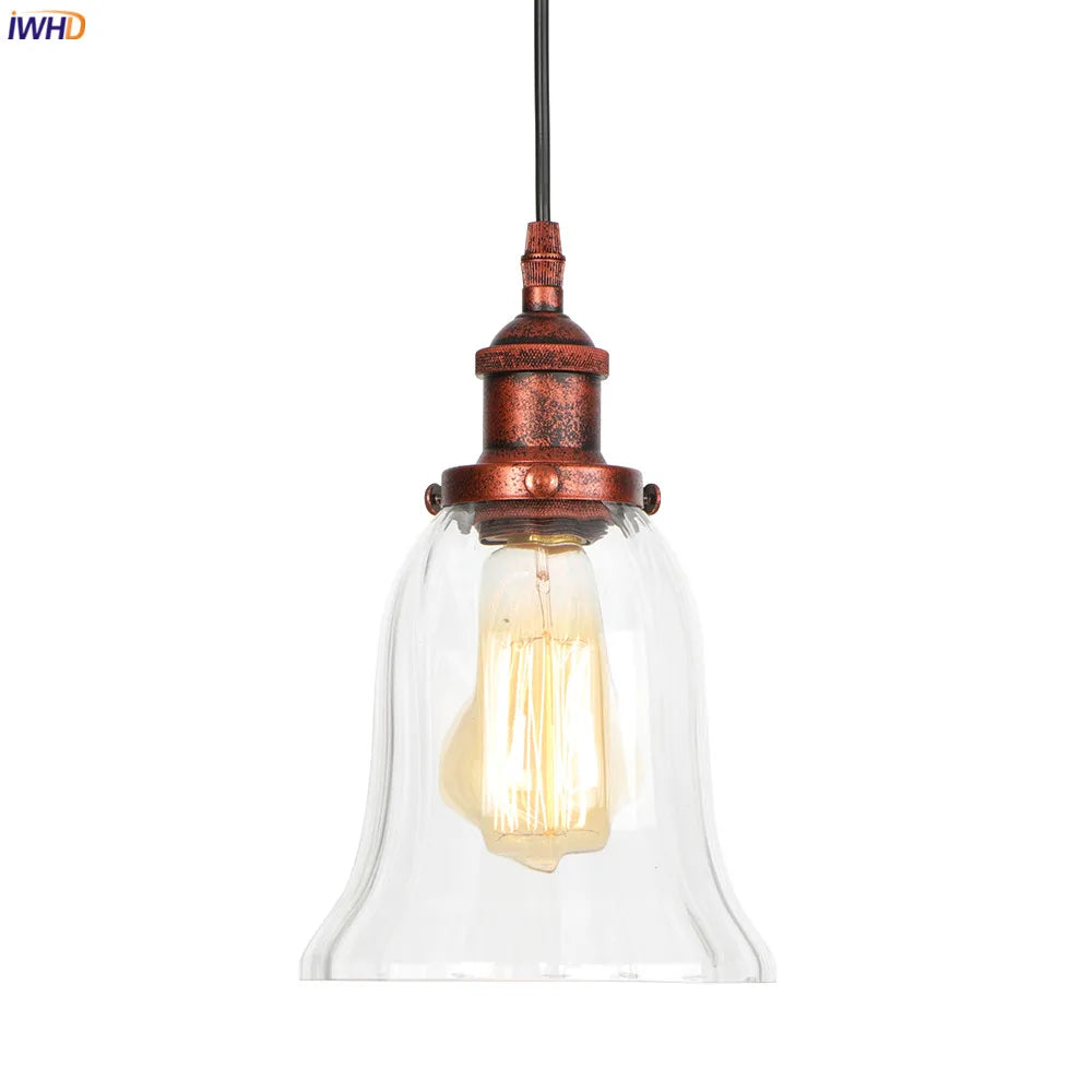 Loft Style Glass Edison Pendant Lamp Bedroom Dinning Living Room Industrial Pendant Lighting Fixtures Vintage Lamp Hanglamp