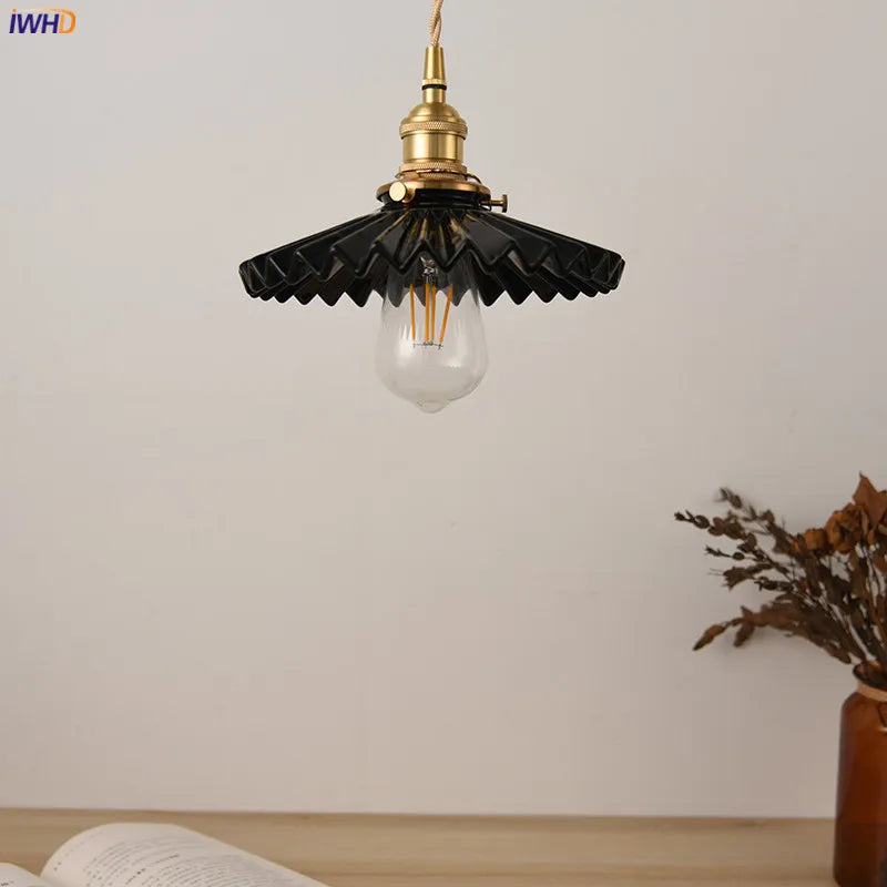 Japanese Style Ceramic Pendant Lights Fxiture Bedroom Dinning Living Room Light Copper Vintage Nordic Lamp Lampara Hanglamp