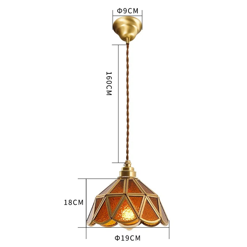 Japanese Style Vintage Pendant Lamp Beside Bedroom Bar Cafe Restaurant Glass Copper LED Pendant Lights Hanglamp Luminaria