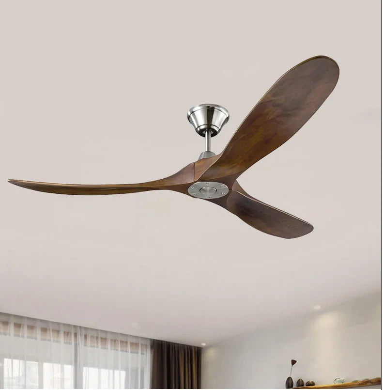 60 70 Inch Large Ceiling Fan Only Remote Control DC Motor Reverse Wood Blades Fans Lighting High Quanlity Design Wooden Fans