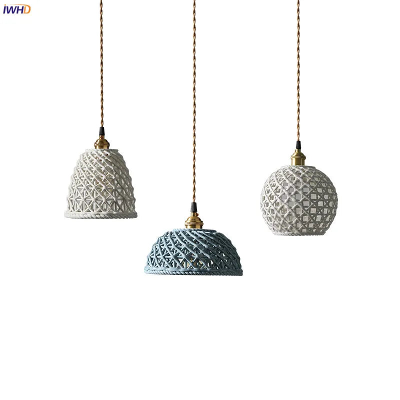 Japan Style Ceramic LED Pendant Lights Fxitures Cafe Bedroom Living Room Light Copper Nordic Modern Pendant Lamp Lighting