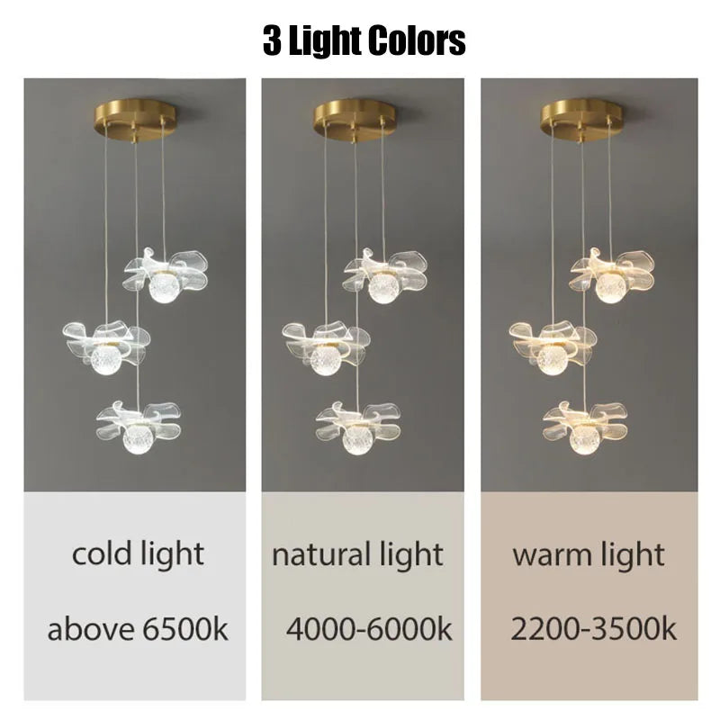 LED Butterfly Pendant Light Indoor Lighting Kids Hanging Lamp For Living Room Bedroom Bedside Kitchen Dining Table Decoration