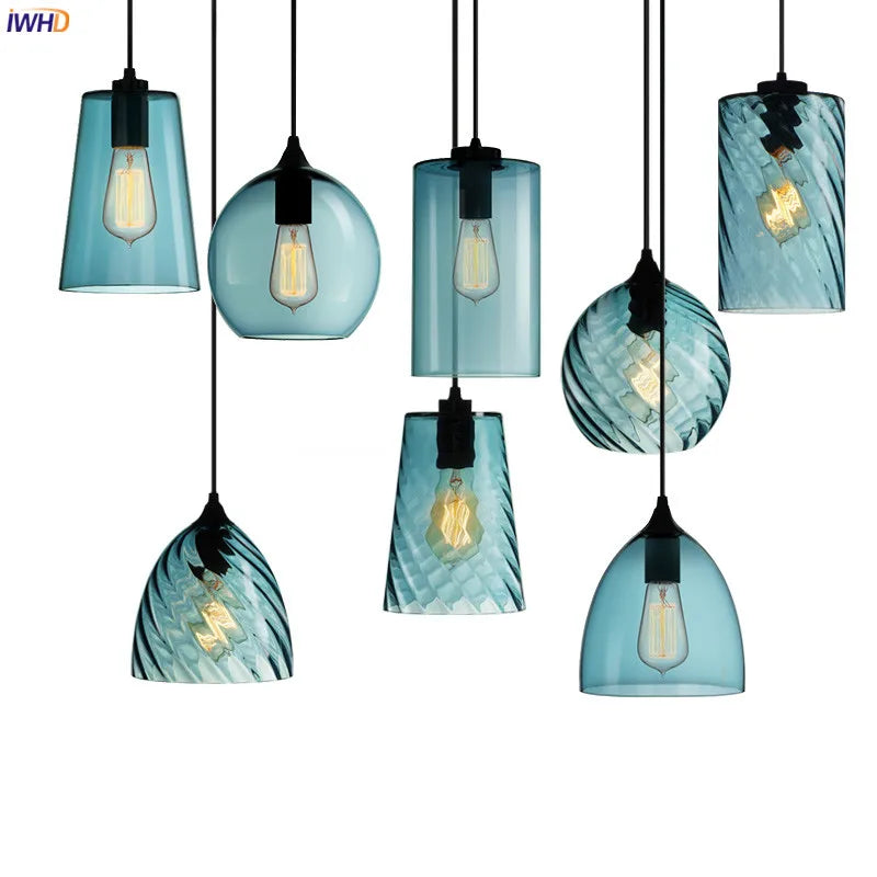 Nordic Style Glass LED Pendant Lamp Cafe Living Room Bar Colorful Modern Hanging Light Home Lighting Luminaria Hanglamp