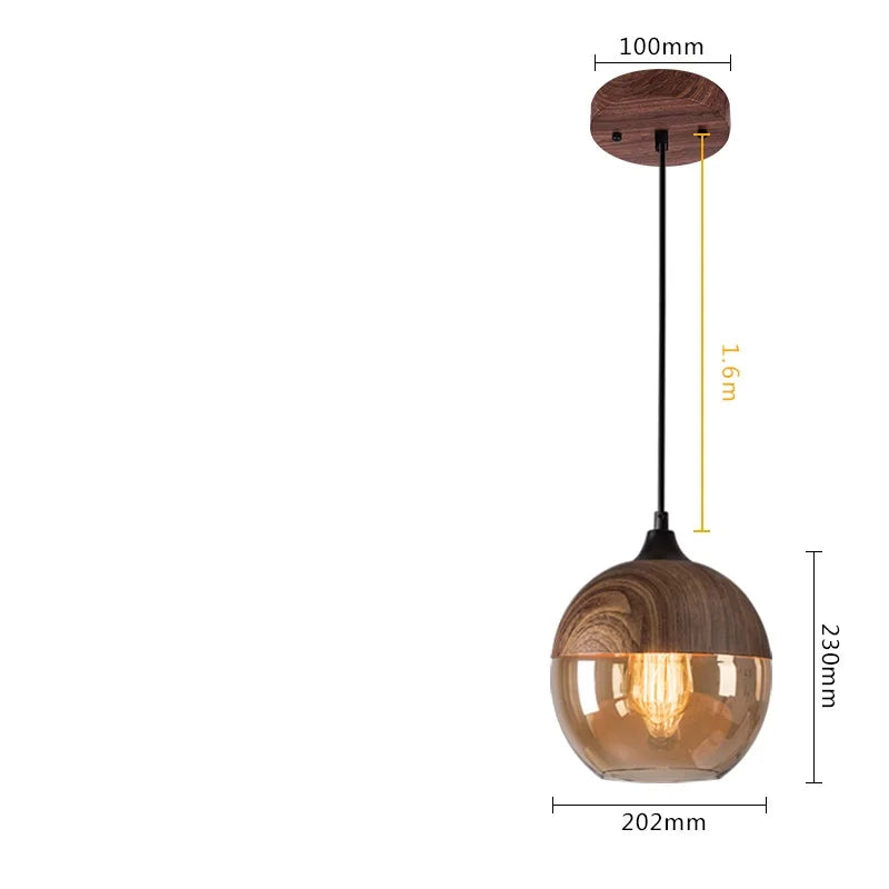 Nordic Modern LED Pendant Lights Fixtures Bedroom Dinning Living Room Light Wood Color Glass Hanging Lamp Luminaria