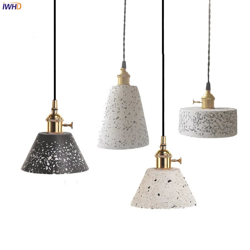 Nordic White Cement Pendant Lights Fixtures Bar Living Room Kitchen Modern Hanging Lamp Light Suspension Luminaire Lighting