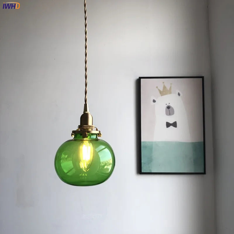 Nordic Modern Glass Ball Pendant Lights Fixtures Bedroom Bathroom Mirror Light Japan Style LED Pendant Lamp Hanglamp Edison